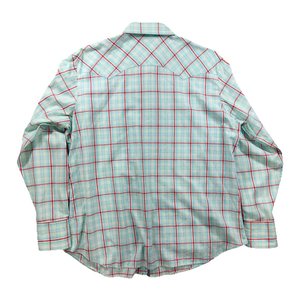Panhandle Slim Western Shirt Women 1X Blue Plaid Lurex Rhinestone Embroidery - Picture 4 of 10